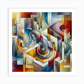 A mixture of modern abstract art, plastic art, surreal art, oil painting abstract painting art deco architecture 9 Art Print