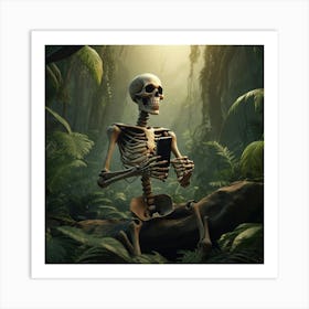 Skeleton In The Jungle 1 Art Print