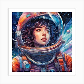 Watercolor Astronaut Portrait Art Print