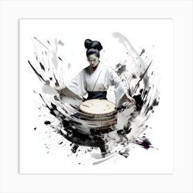 Artjuicebycsaba Close Up Style Minimalist Zen Japanese Noh Thea 83e403ae A797 4dc3 9550 2d1cf2252bad Denoised Upscaled X4 Art Print