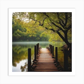 Pier By The Lake Art Print