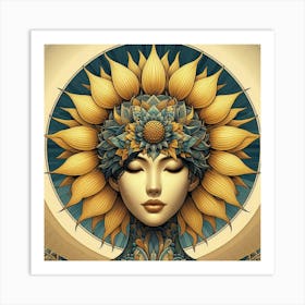 Sunflower Woman 2 Art Print