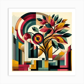 Abstract modernist Camellia tree 3 Art Print