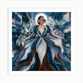 Woman In The Blue Dress Art Print