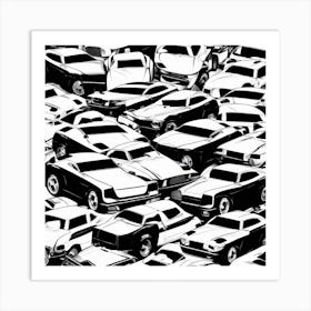 Black And White Cars 4 Art Print