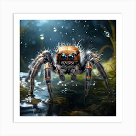 Anthropomorphic Spider With A Charming Expression Highly Detailed Captured In The Midst Of Walking Art Print