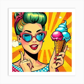 Pop Girl With Ice Cream 1 Art Print