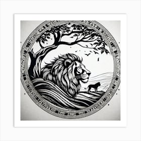 Lion In A Circle 2 Art Print