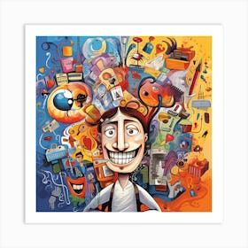 Man With A Brain Art Print