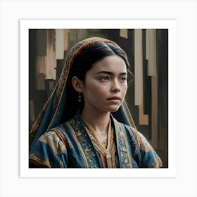 Girl In A Traditional Dress Art Print