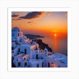 Sunset In Oia 3 Art Print