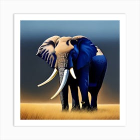 Elephant In The Grass Art Print