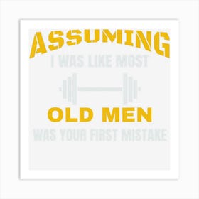 Mens Old Man Weightlifting Art Print