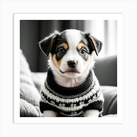 Puppy In Sweater Art Print