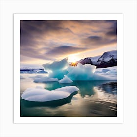 Icebergs In The Water 18 Art Print