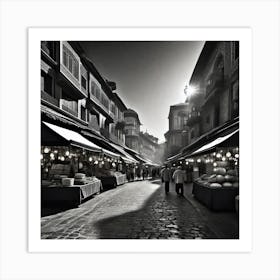 Black And White Street Scene Art Print