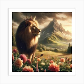 Lion In The Meadow 2 Art Print