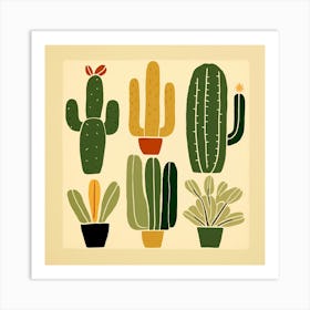 Rizwanakhan Simple Abstract Cactus Non Uniform Shapes Petrol 5 Art Print