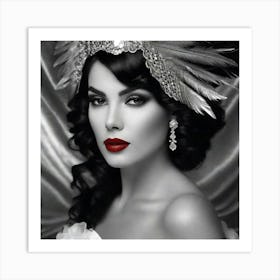 Sexy Woman With Feathers Art Print