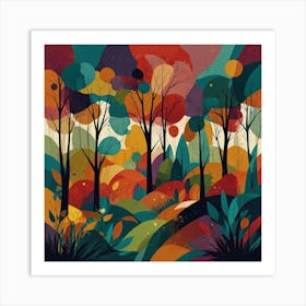 Colorful Trees In The Forest Art Print