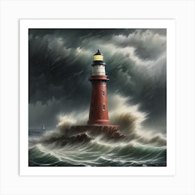 Stormy Lighthouse Art Print