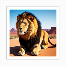 Lion In The Desert Art Print