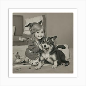 Little Girl With Dog Art Print