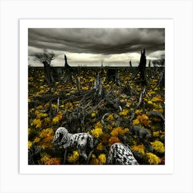 Dead Animals In A Field Art Print