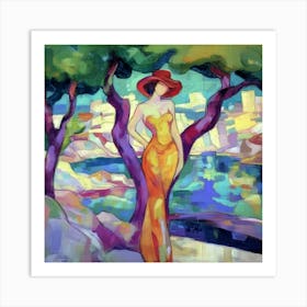 Woman In Yellow Hat Art Print