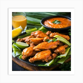 Chicken Wings With Sauce Art Print