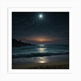 Beach At Night Art Print