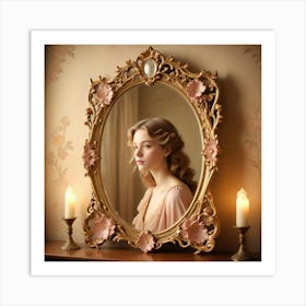 Girl In A Mirror Art Print