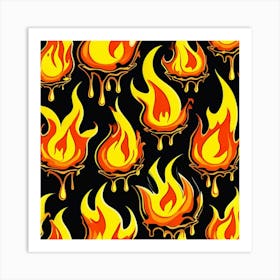 Flames On Black Background Art Print