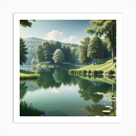 Lake In The Forest 4 Art Print