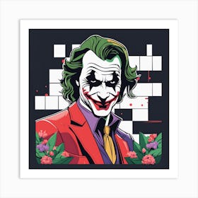 Joker Portrait Low Poly Painting (4) Art Print