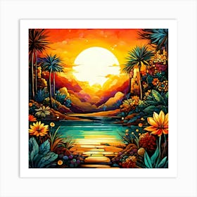 Sunset In The Desert Art Print