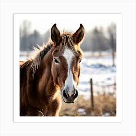 Horse Animal Grass Breeding Head Pasture Donkey Standing Farm Cute White Background Natu 1 Art Print