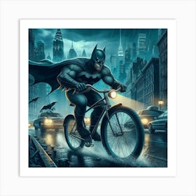 Batman On A Bike Art Print