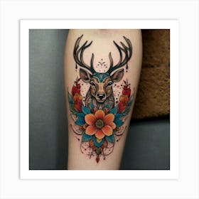 Deer Tattoo 2 Art Print