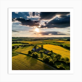 Drone Rural Farm Field Aerial Land Agricultural Crop Countryside Environment Agriculture (6) Art Print