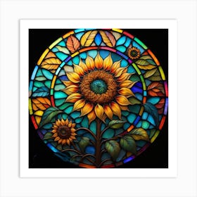 Sunflower Stained Glass Art Print