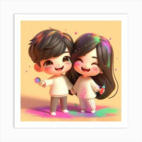 Holi Couple 6 Art Print