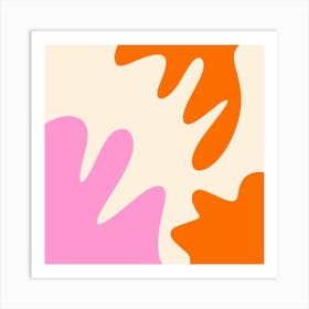 Abstract modern shapes pink and orange Art Print