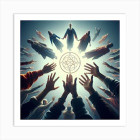 Circle Of Hands By Person Art Print