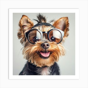 Yorkshire Terrier Wearing Glasses Affiche