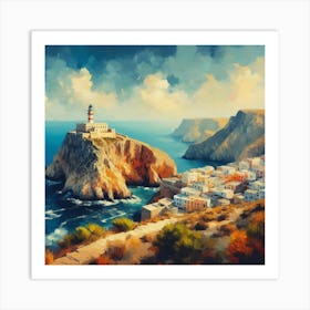 Lighthouse Near The Cliff Art Print