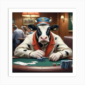 Cow Playing Poker 1 Art Print