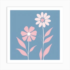 A White And Pink Flower In Minimalist Style Square Composition 315 Art Print