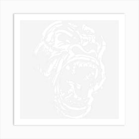 Angry Gorilla Silverback White Fierce Great Ape Gift Art Print