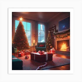 Christmas Tree In The Living Room 66 Art Print